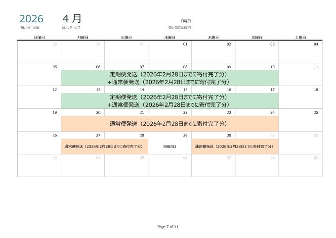 【令和7年産】2026年4月発送分